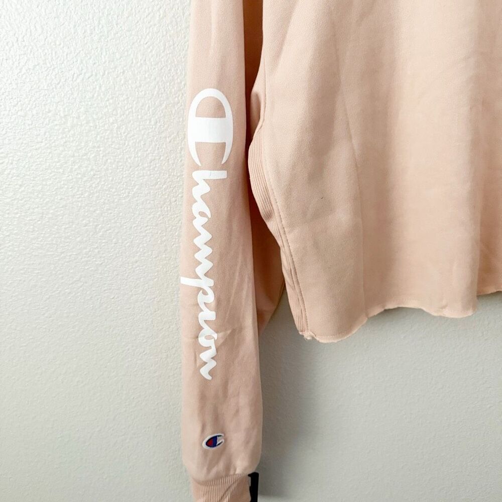 CHAMPION | NWT Crewneck Sweatshirt Crop Cropped "C" Logo Spiced Almond Pink | XL - Picture 8 of 11